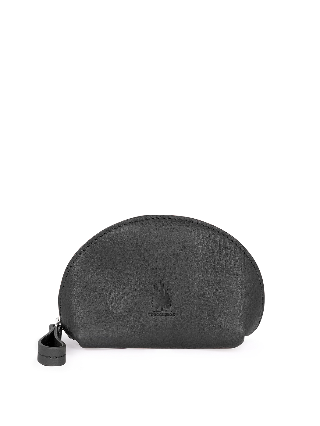 Women's Medium Clamshell Pouch in Leather Black