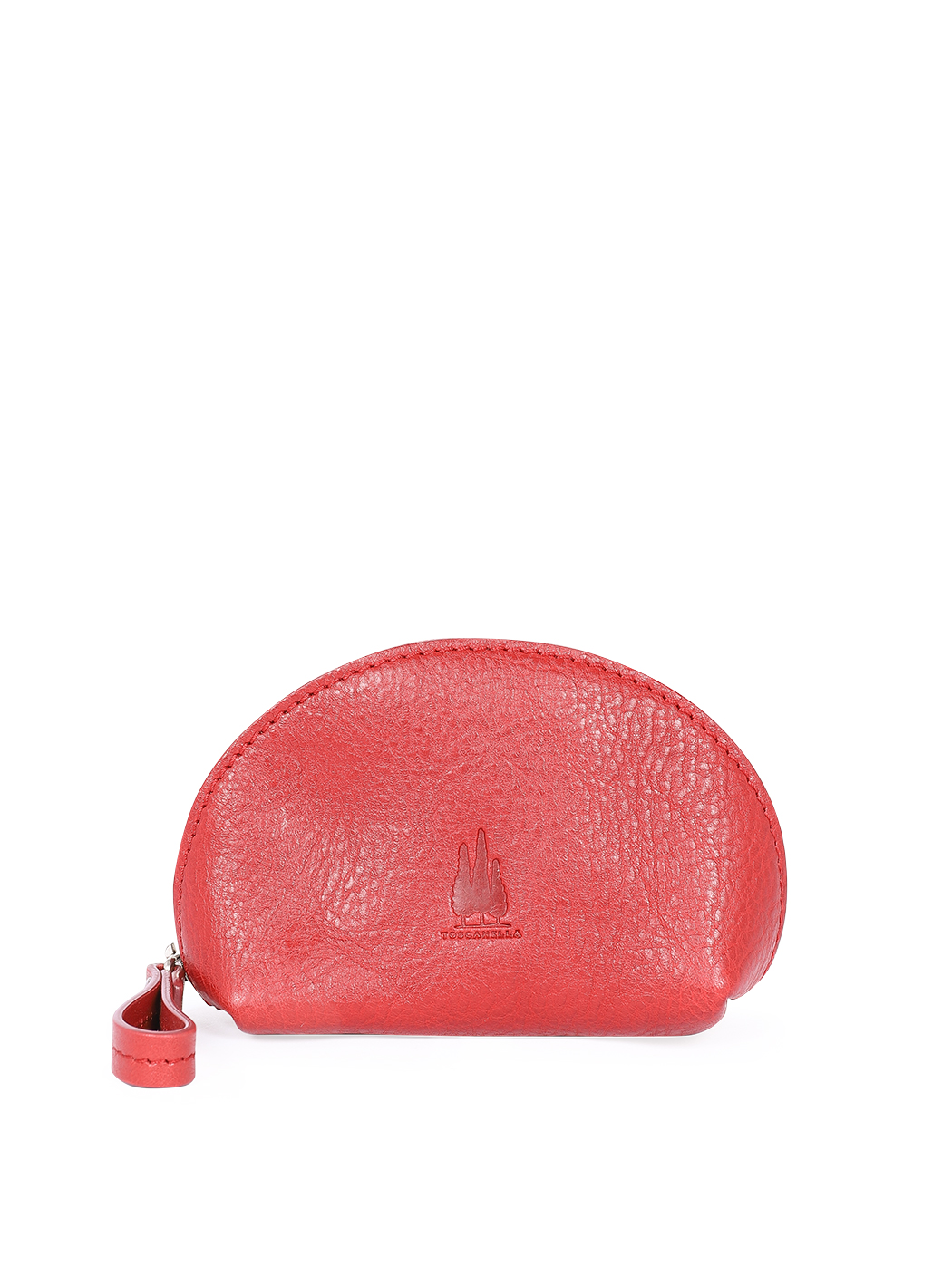 Women's Medium Clamshell Pouch in Leather Red