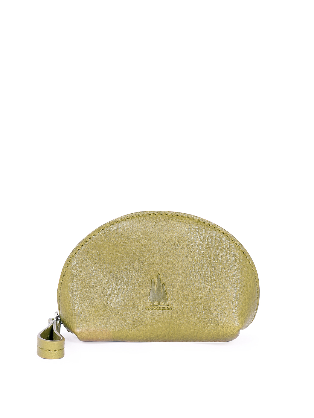 Women's Medium Clamshell Pouch in Leather Olive green