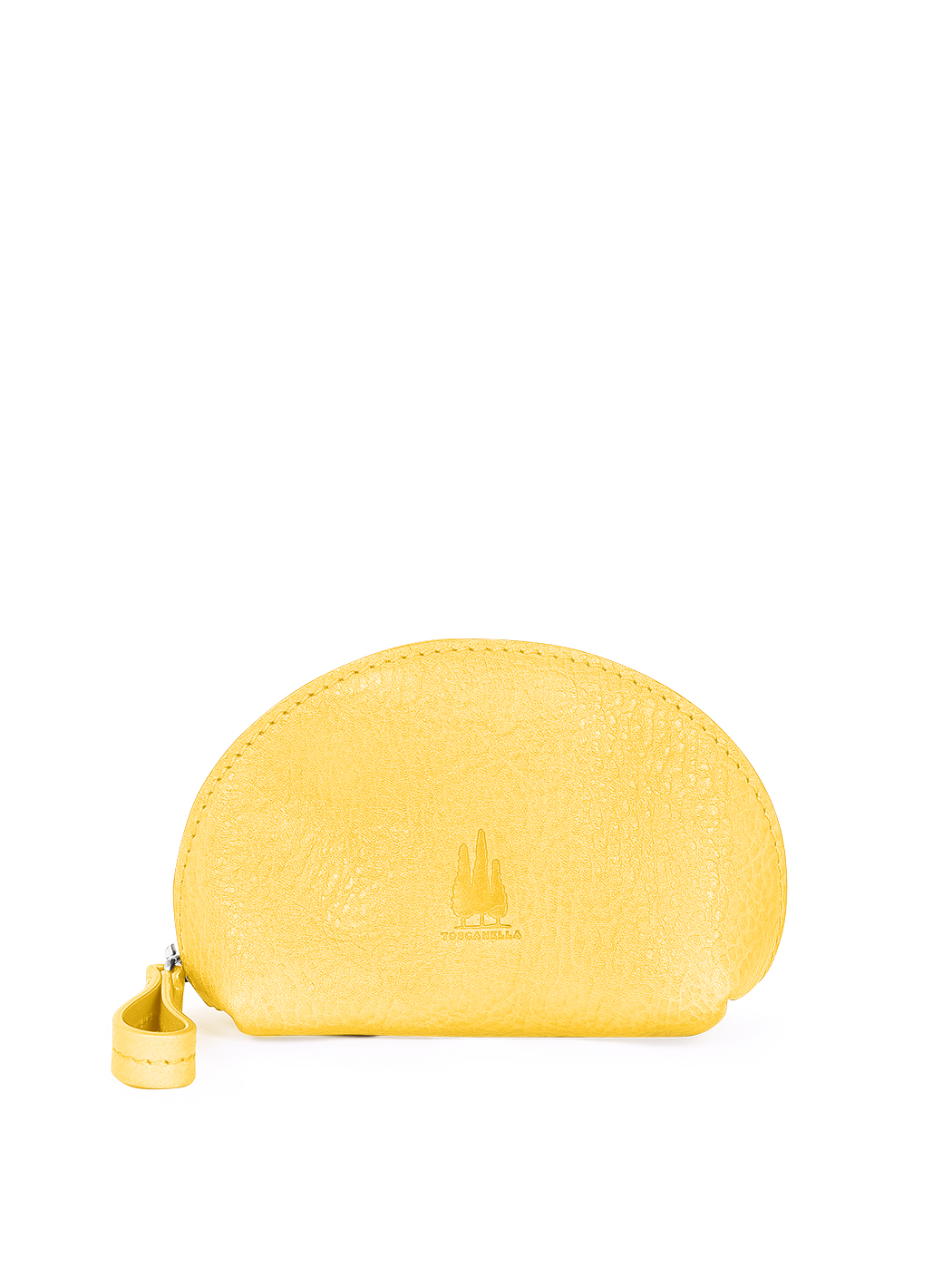 Women's Medium Clamshell Pouch in Leather Saffron