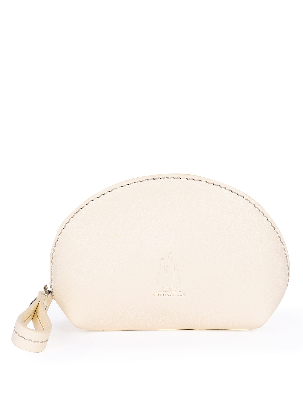 Women's Clamshell Hold-all Pouch in Leather Ivory