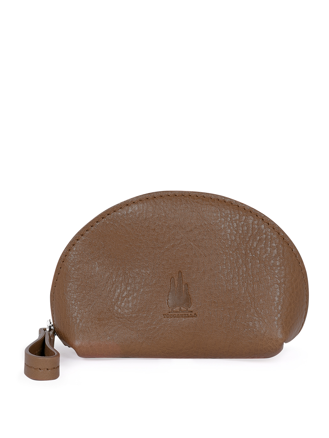 Women's Clamshell Hold-all Pouch in Leather Dark brown