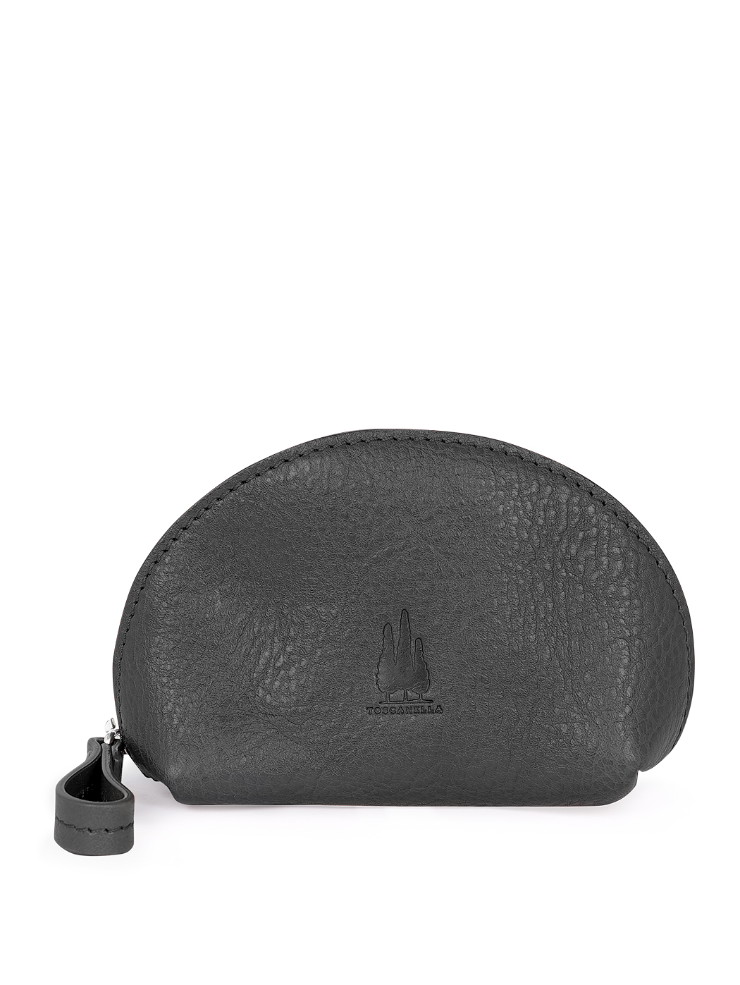 Women's Clamshell Hold-all Pouch in Leather Black