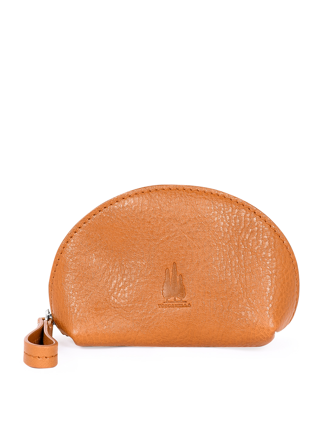 Women's Clamshell Hold-all Pouch in Leather Tobacco