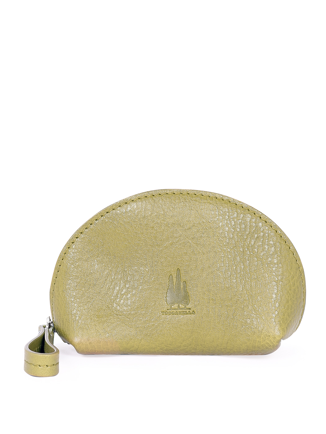 Women's Clamshell Hold-all Pouch in Leather Olive green