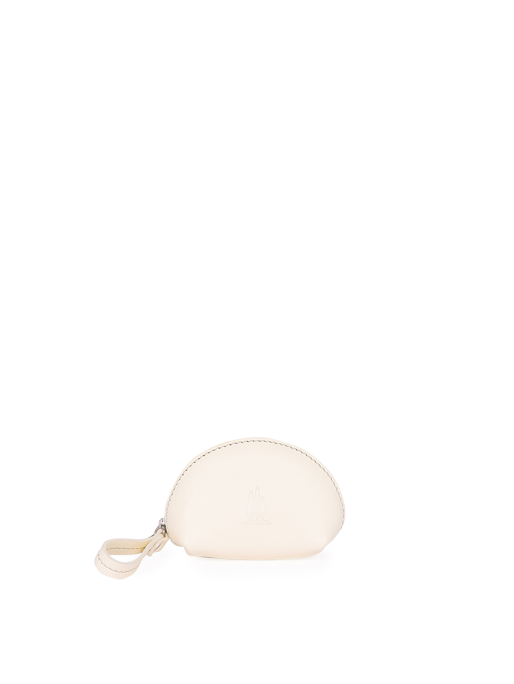 Women's Small Clam Shell Pouch in Leather Ivory