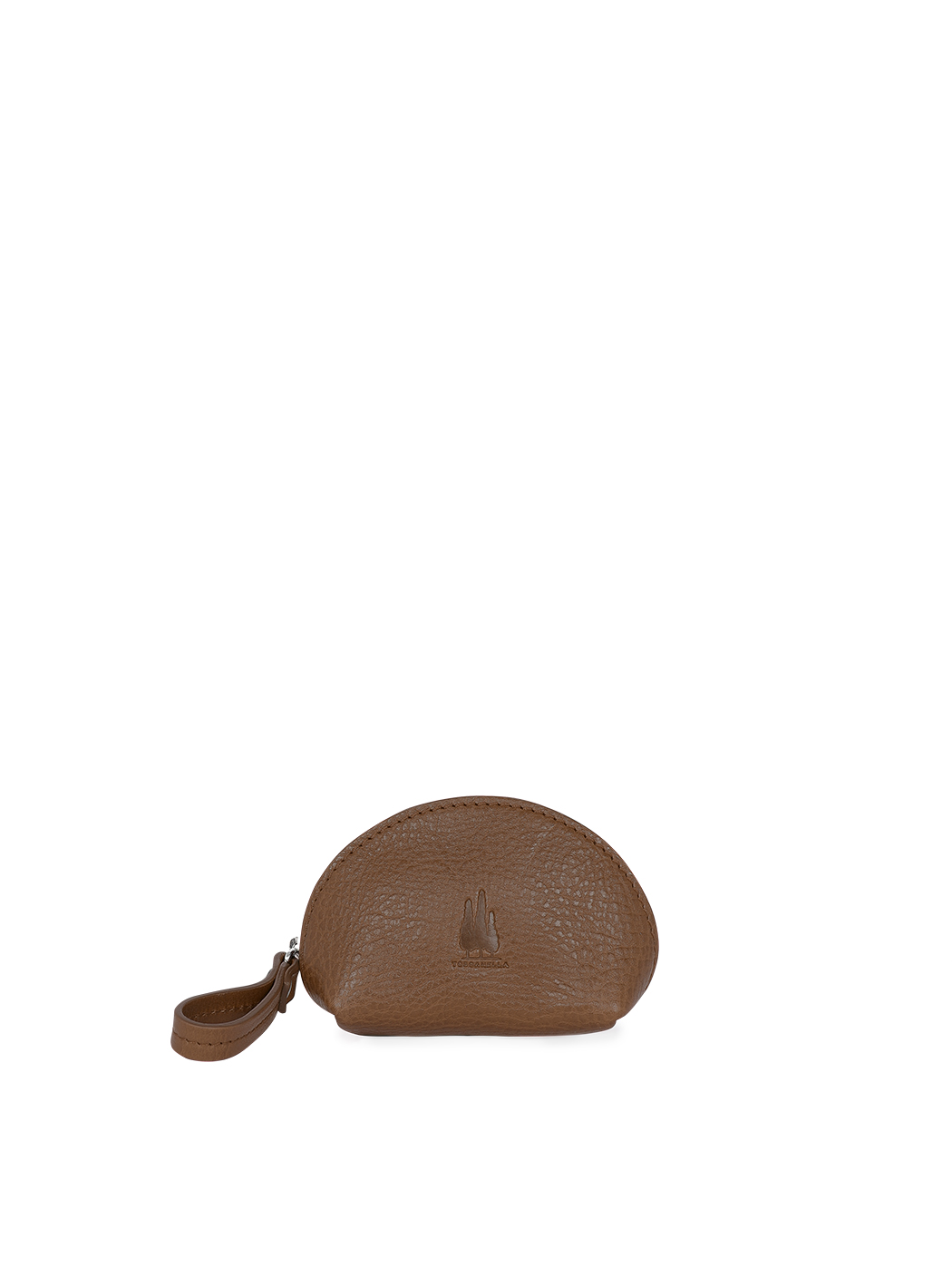 Women's Small Clam Shell Pouch in Leather Dark brown