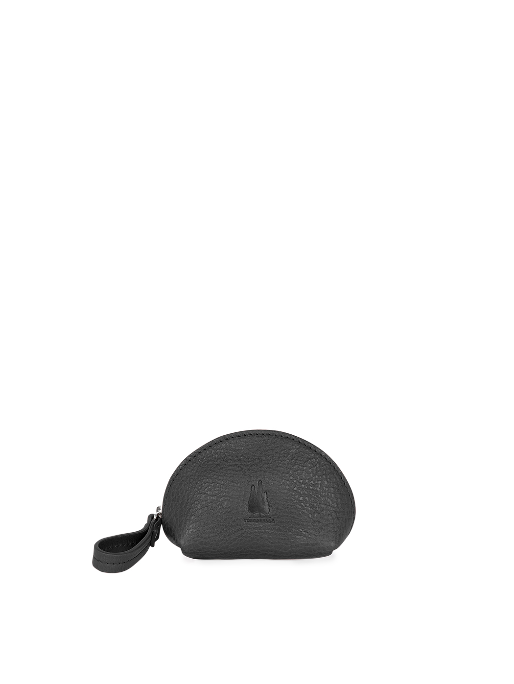 Women's Small Clam Shell Pouch in Leather Black