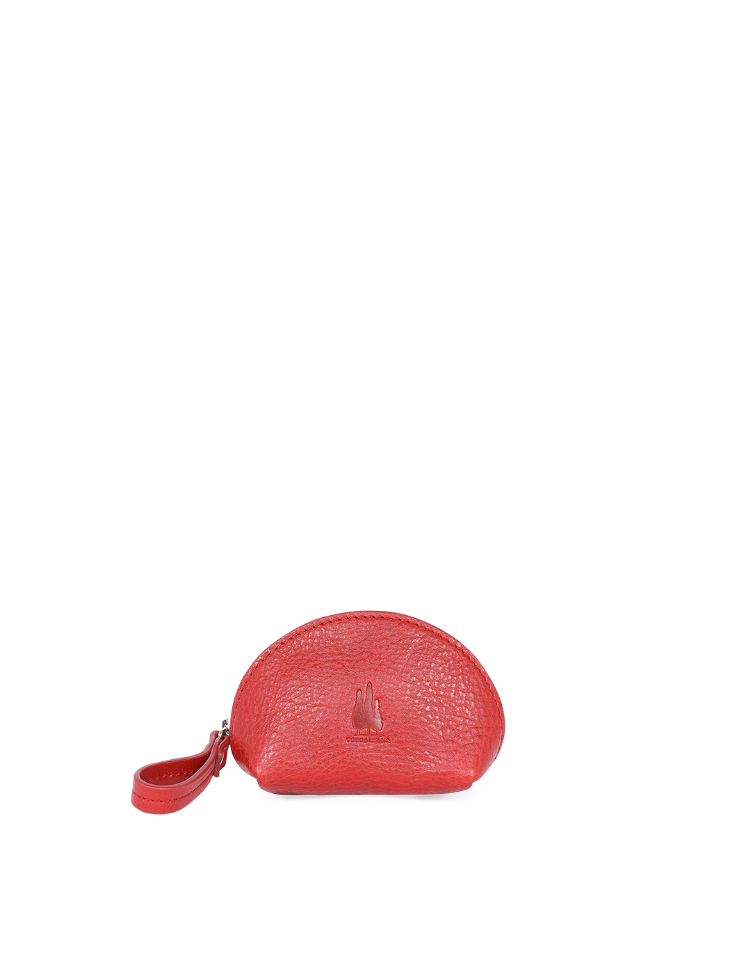 Women's Small Clam Shell Pouch in Leather Red