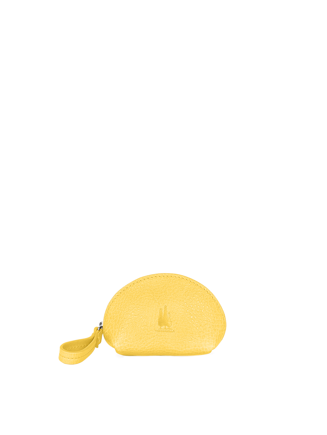 Women's Small Clam Shell Pouch in Leather Saffron