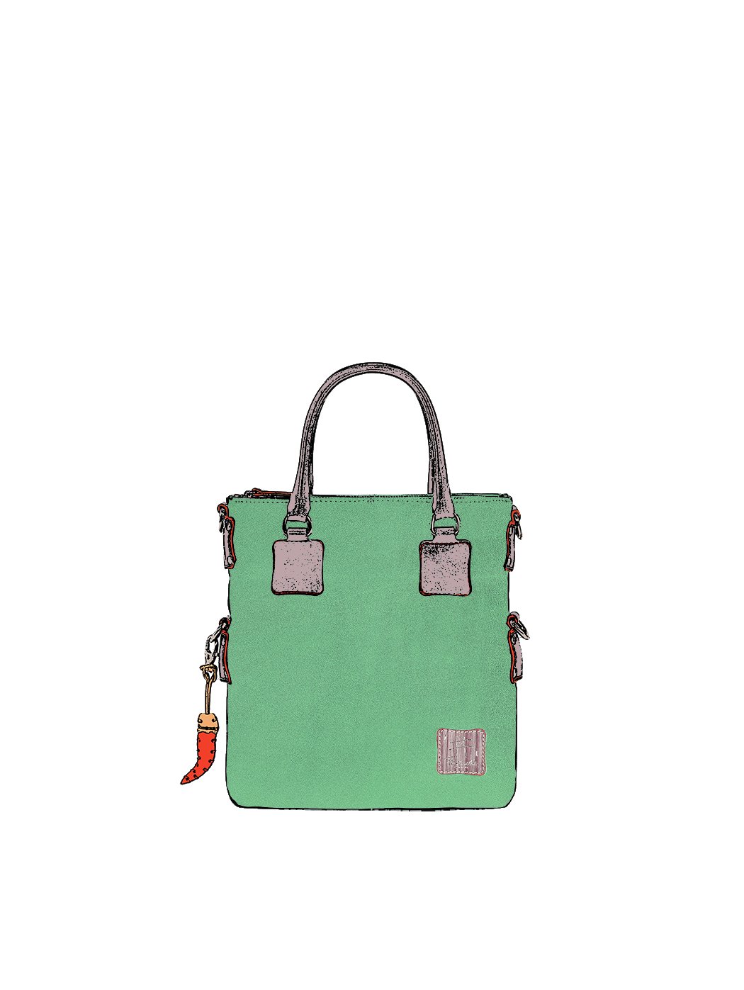 Small Tote Leather Bag in Light Green