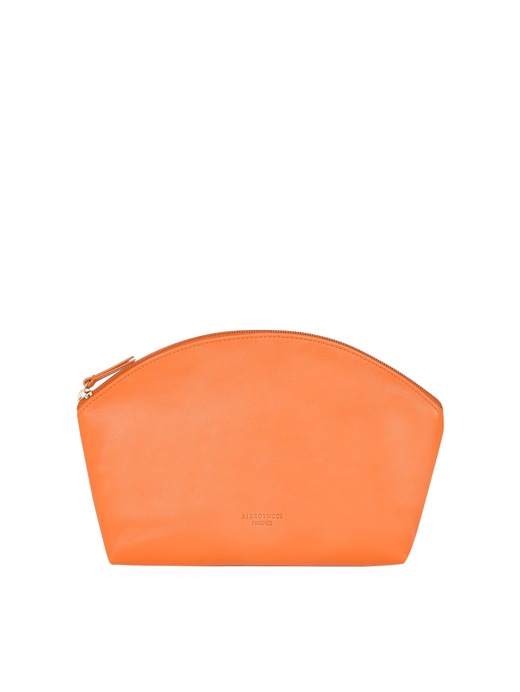 Pochette mezzaluna grande in pelle arancio con tracolla