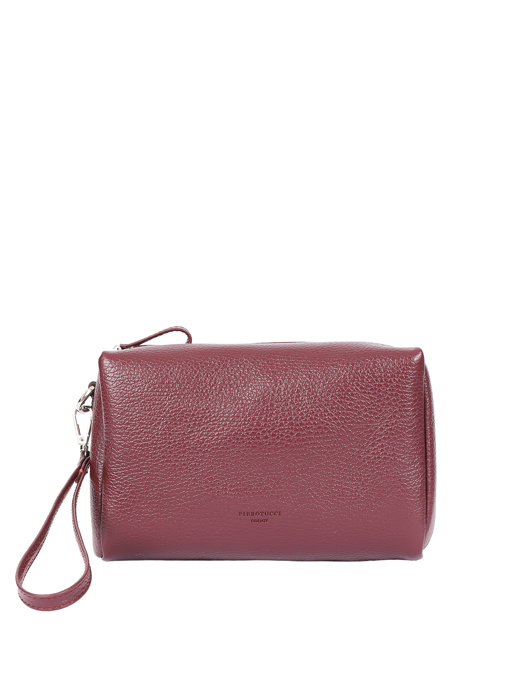 Unisex Leather Wristlet Clutch Bag Burgundy