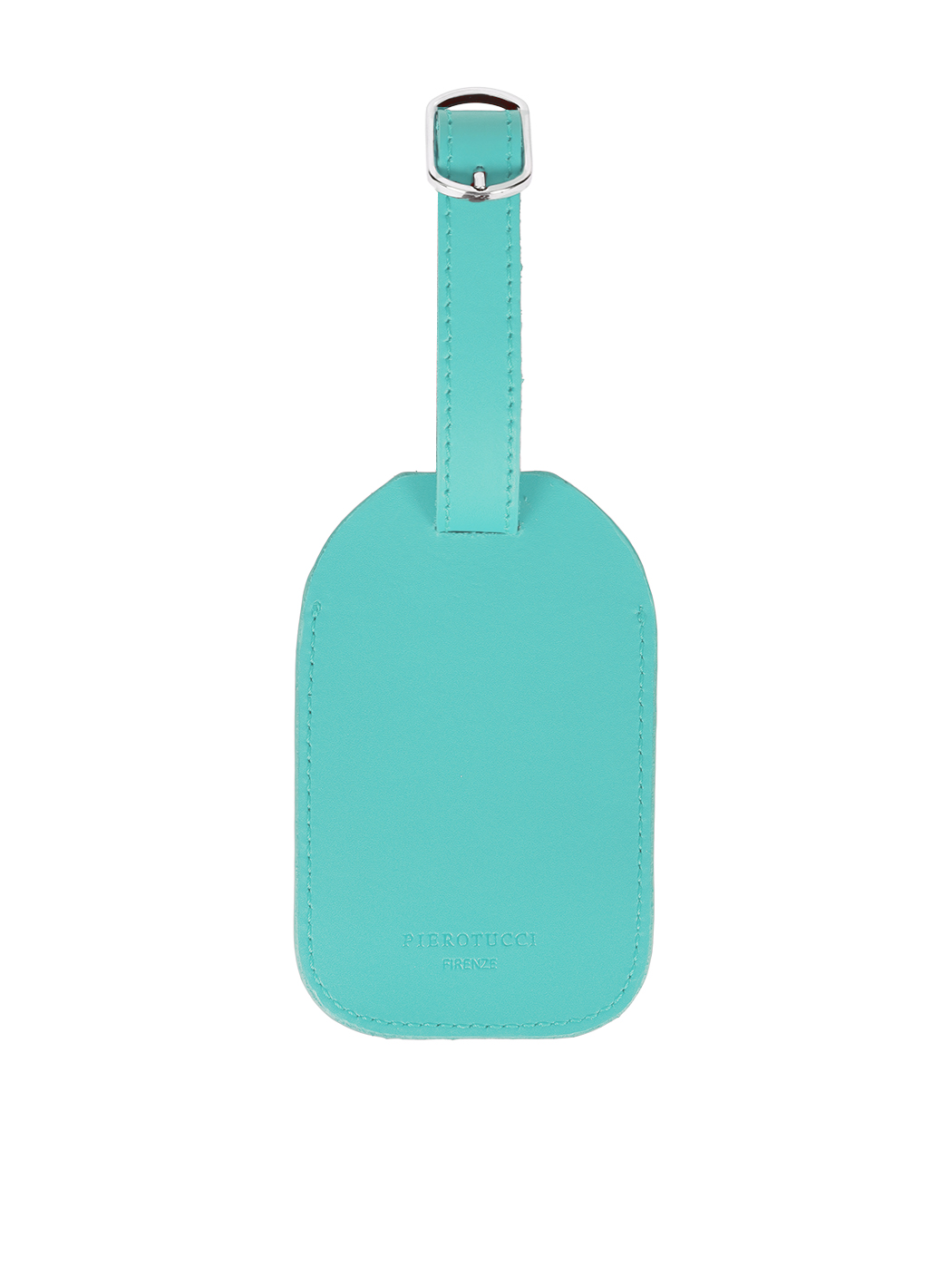 Итальянская кожаная бирка для багажа, морской зелёный.