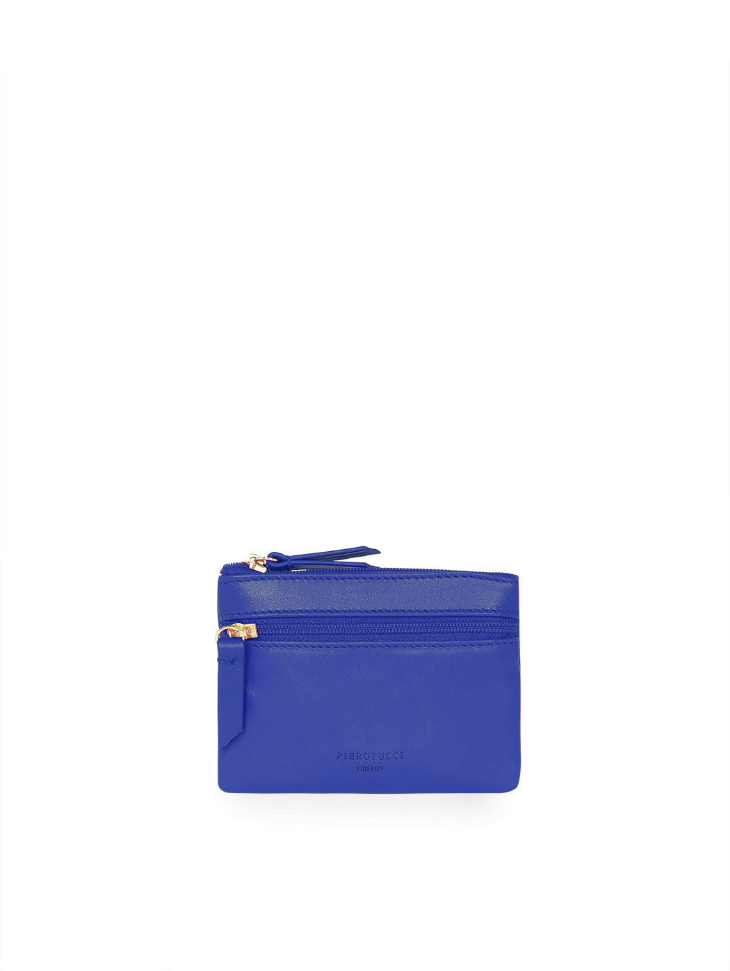 Portacarte con doppia zip blu