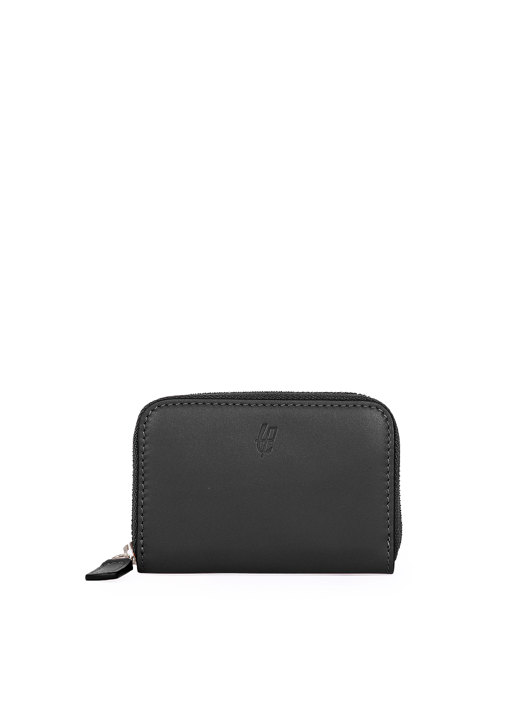 Zip Card Change Holder Leather Black