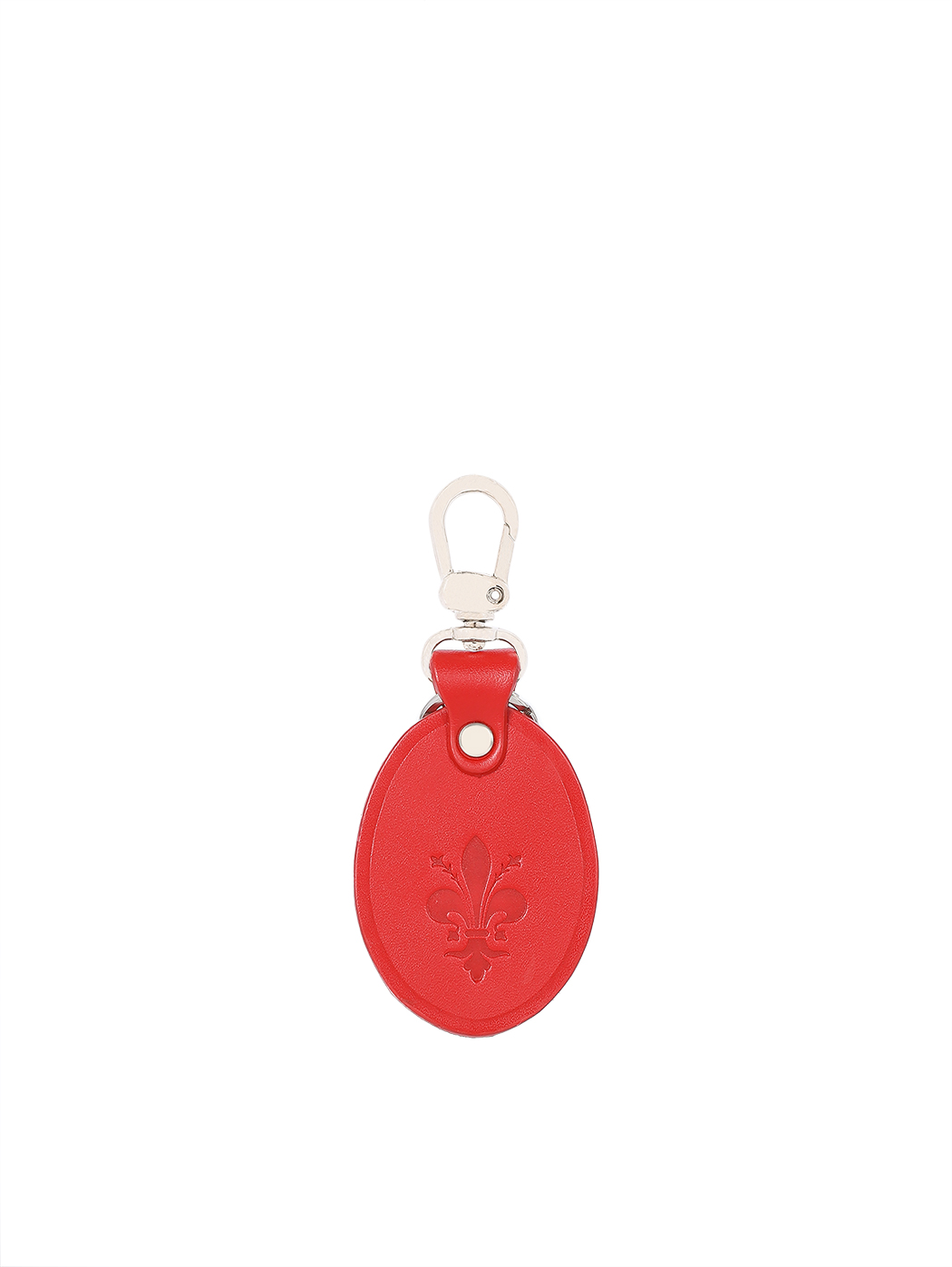 Cuoio Leather Key Lanyard, embossed Giglio Tobacco