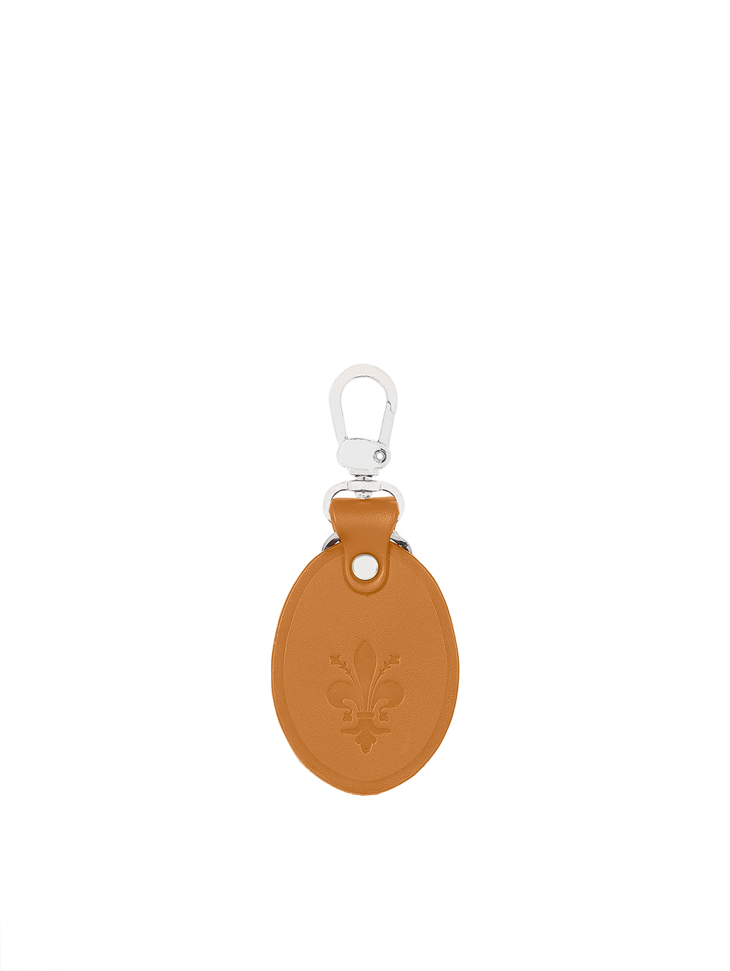 Cuoio Leather Key Lanyard, embossed Giglio Tobacco