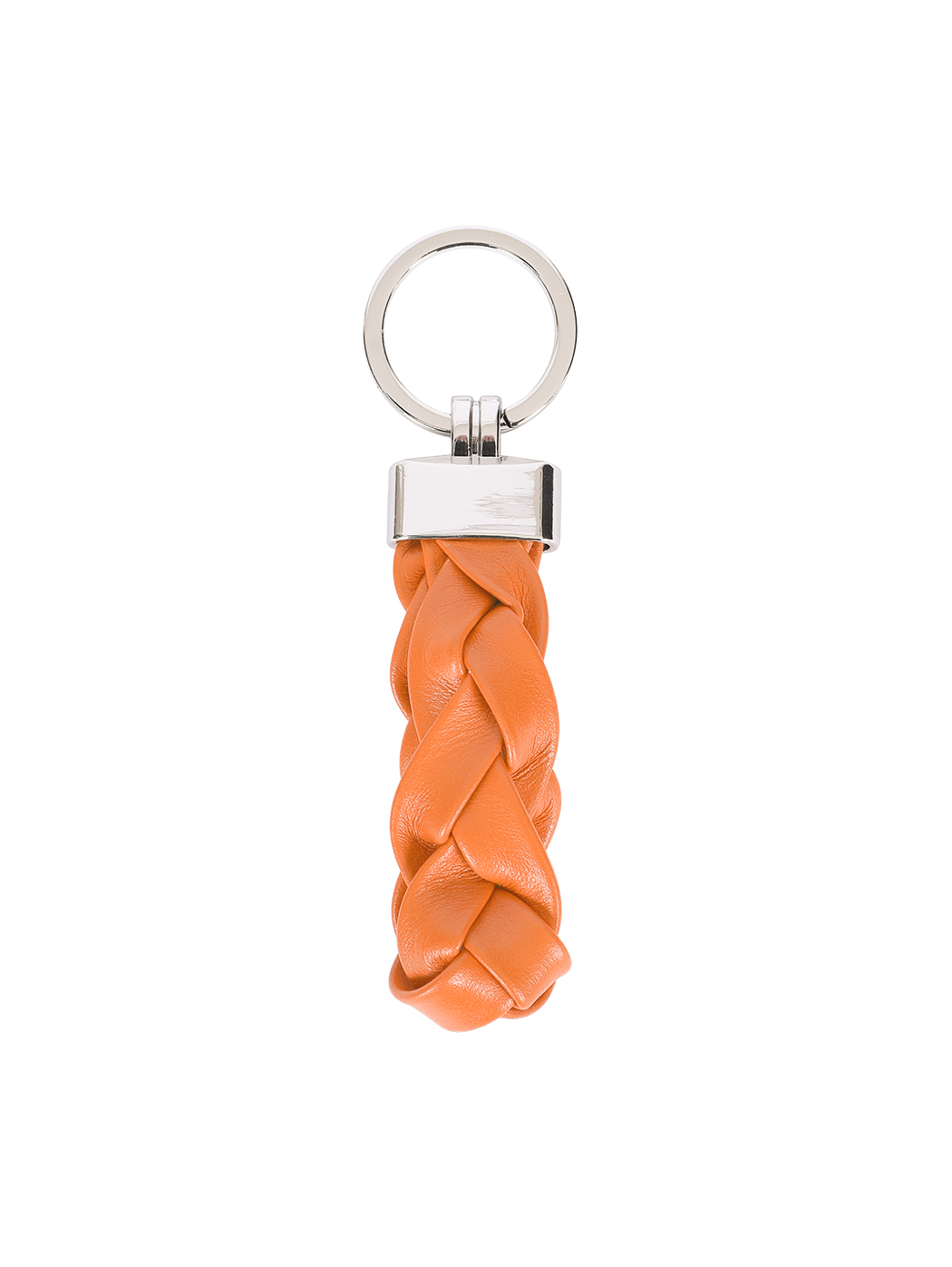 Single Braid Loop Leather Keychain Orange