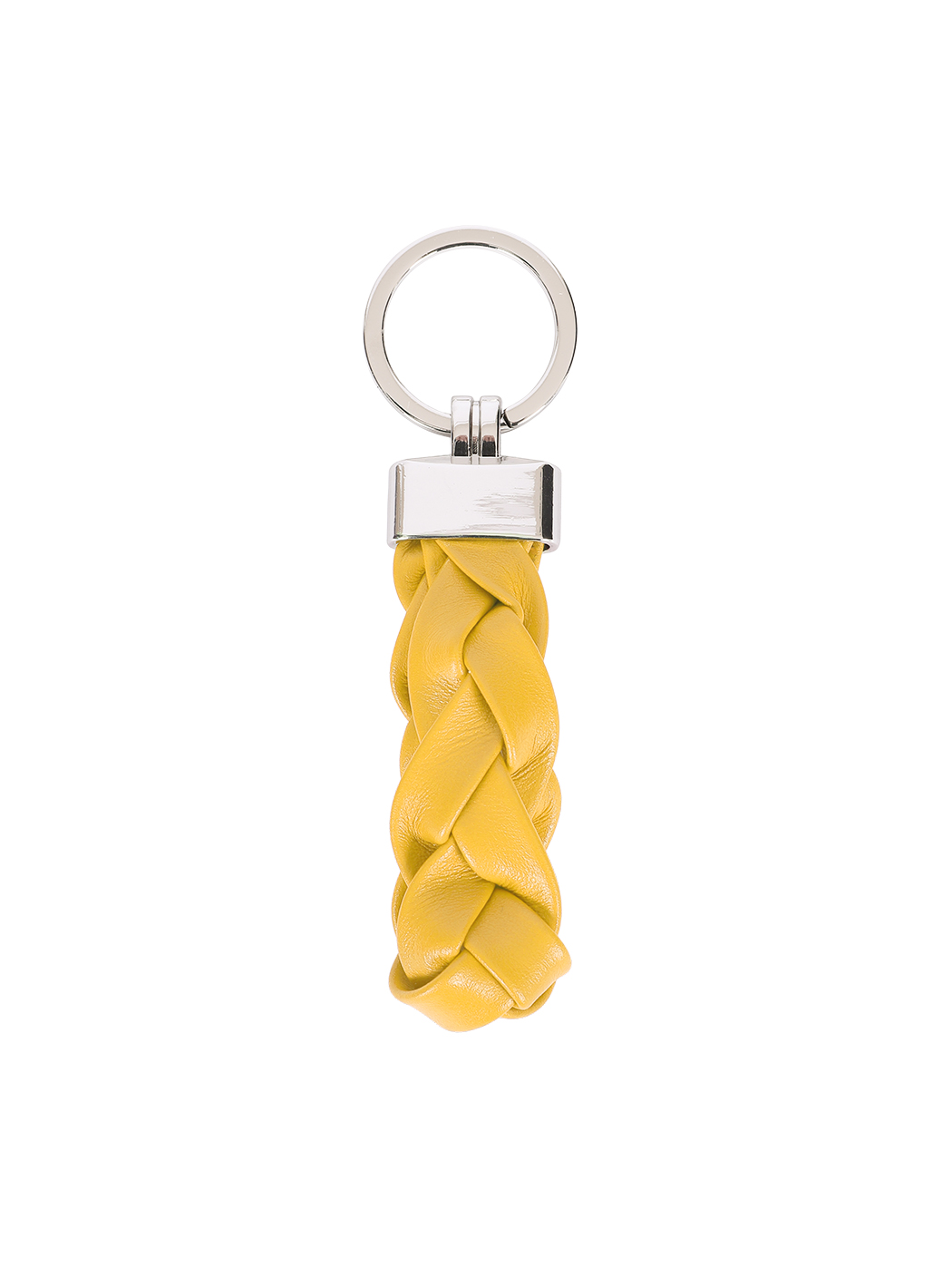 Single Braid Loop Leather Keychain Yellow
