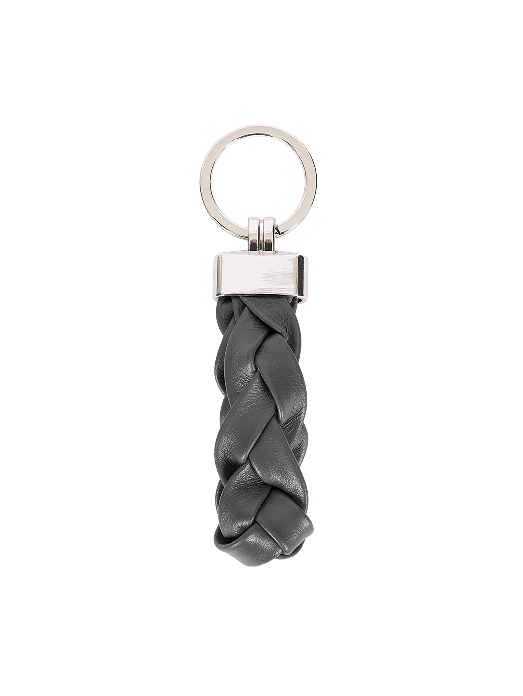 Single Braid Loop Leather Keychain Black