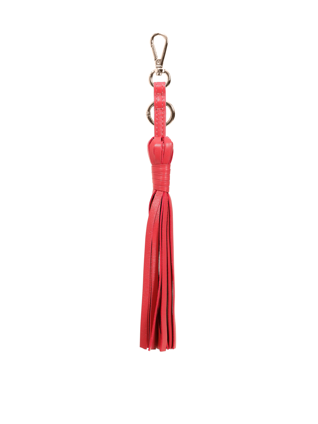 Leather Fringe Tassel Keychain Red