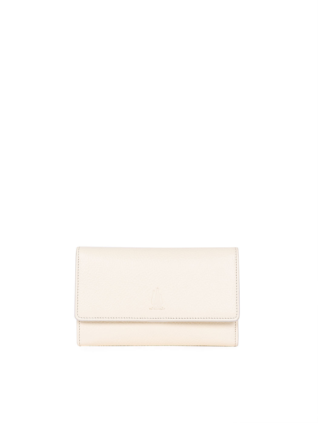 Tri-fold Leather Wallet Clutch Ivory