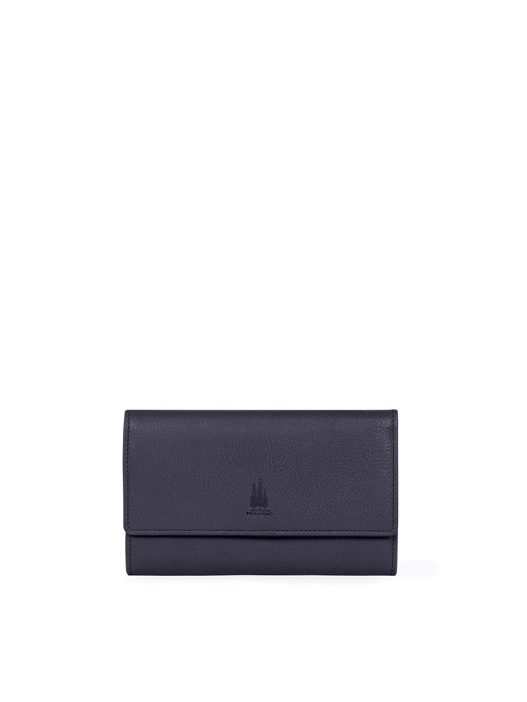 Tri-fold Leather Wallet Clutch Blue