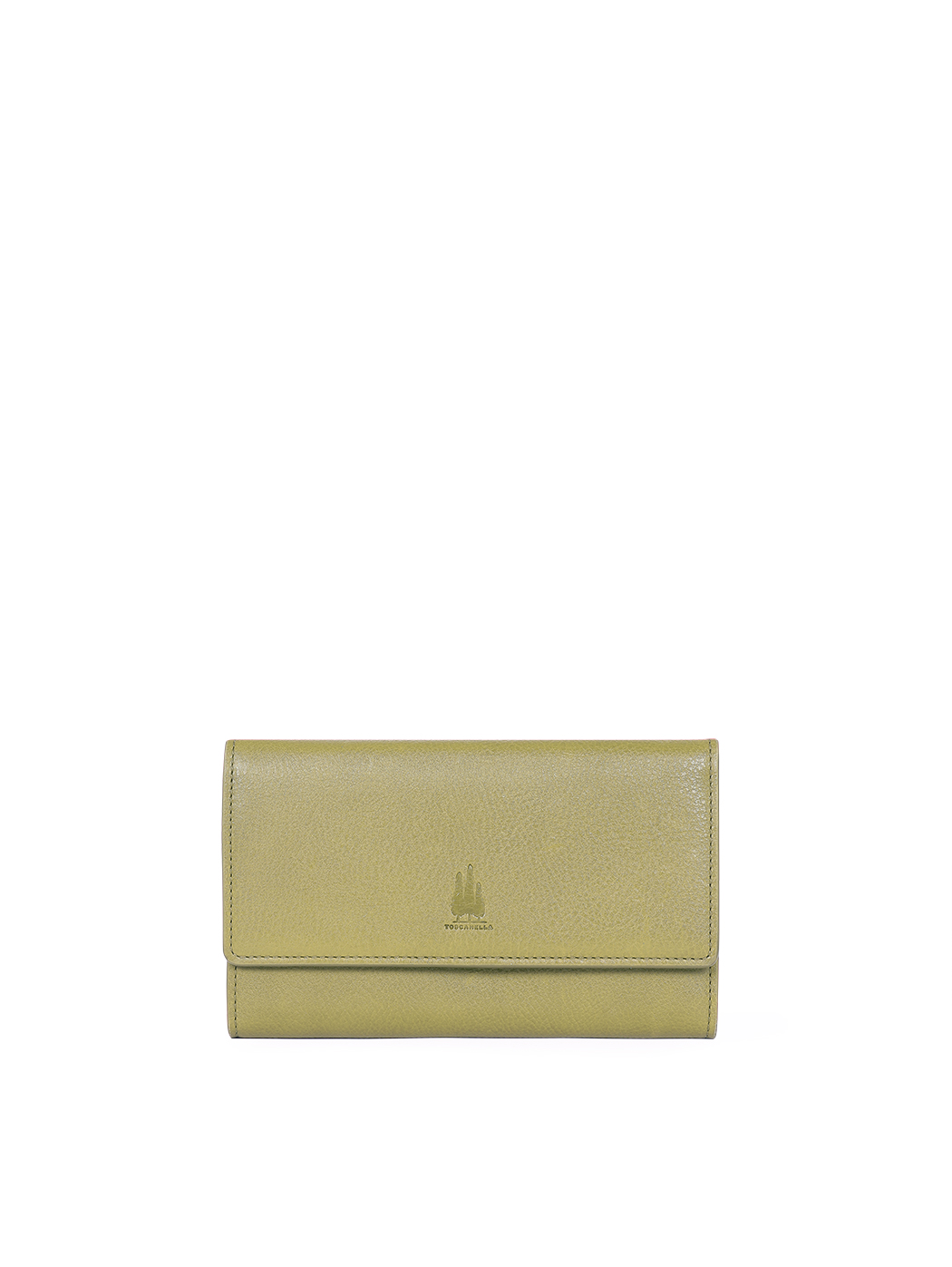 Tri-fold Leather Wallet Clutch Green