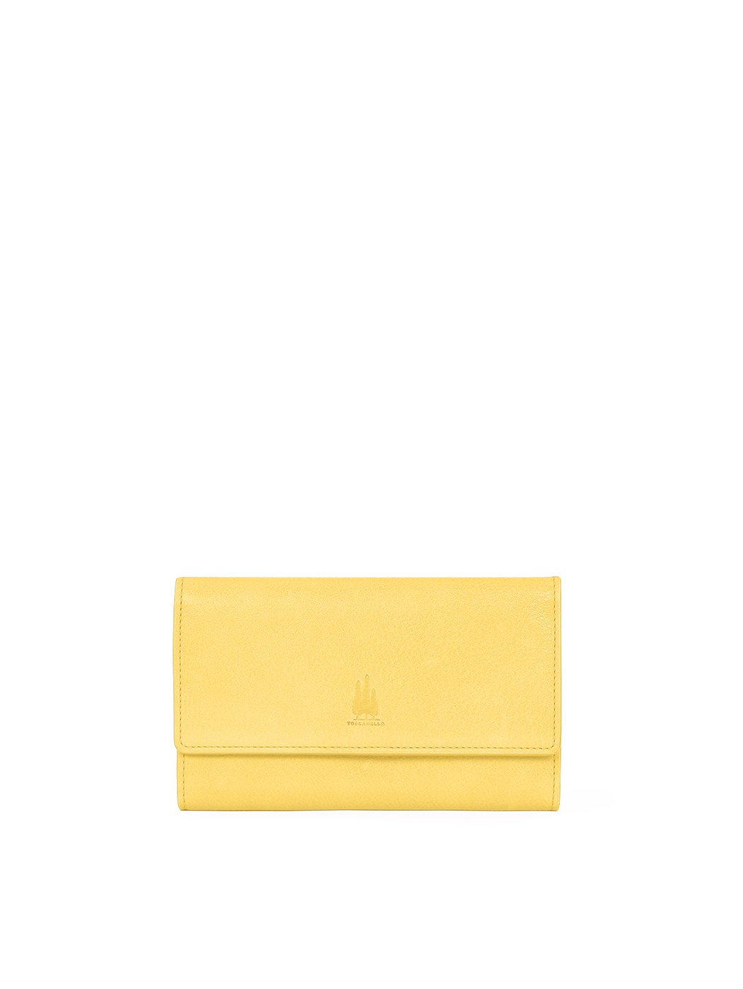 Tri-fold Leather Wallet Clutch Saffron