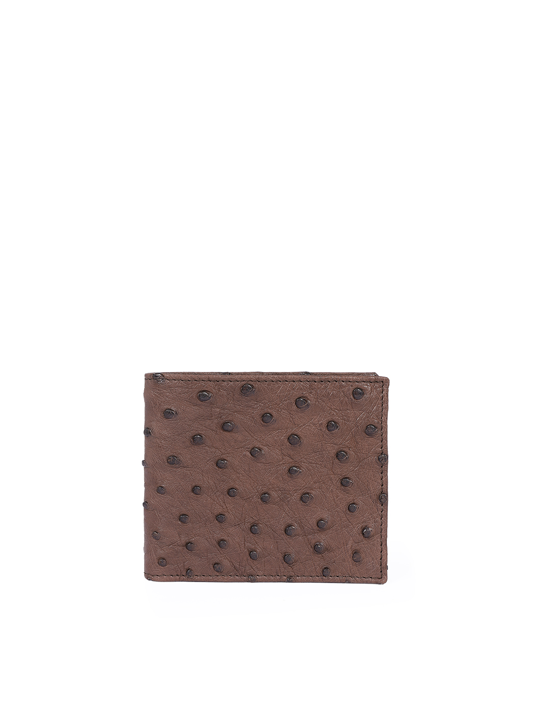 Bifold Ostrich Leather Wallet Dark Brown