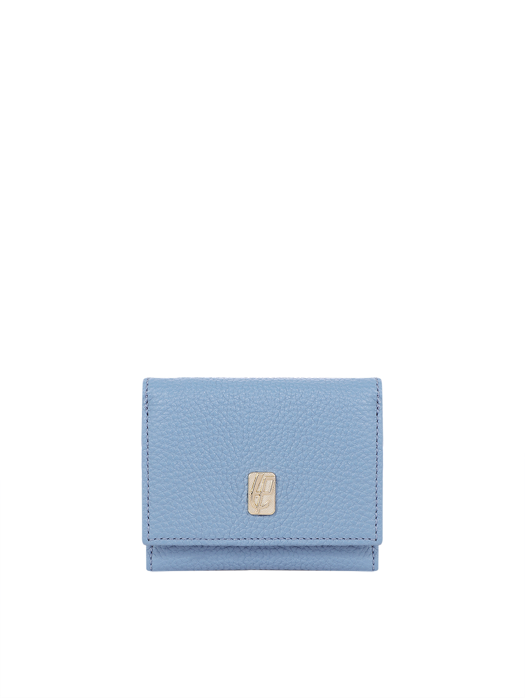 Compact Embossed Trifold Leather Wallet Sky Blue