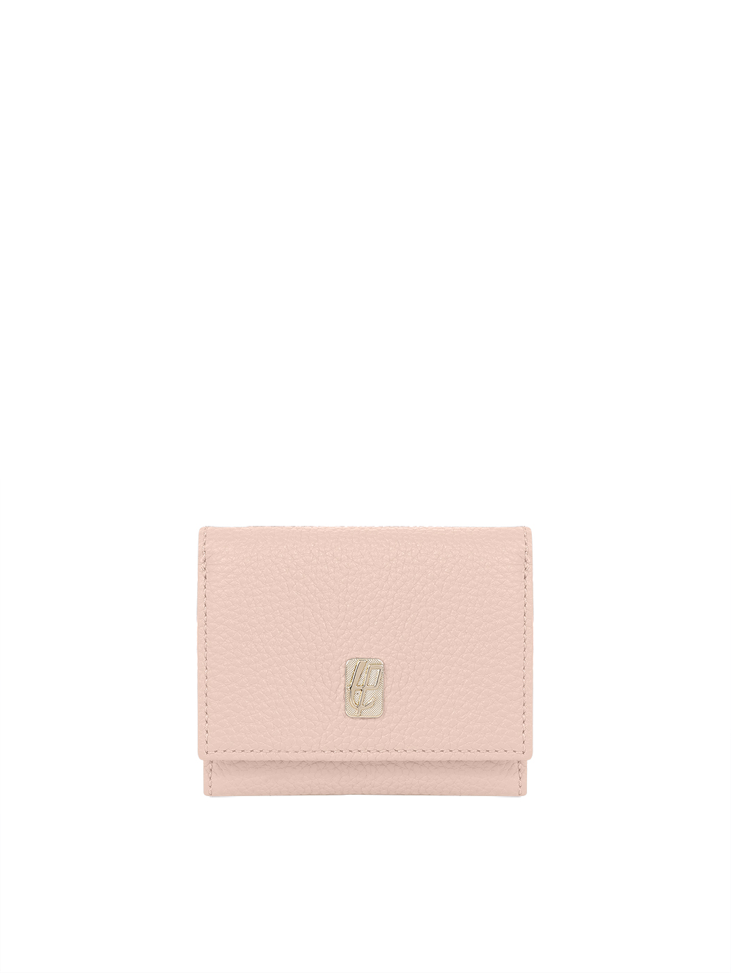 Compact Embossed Trifold Leather Wallet Beige