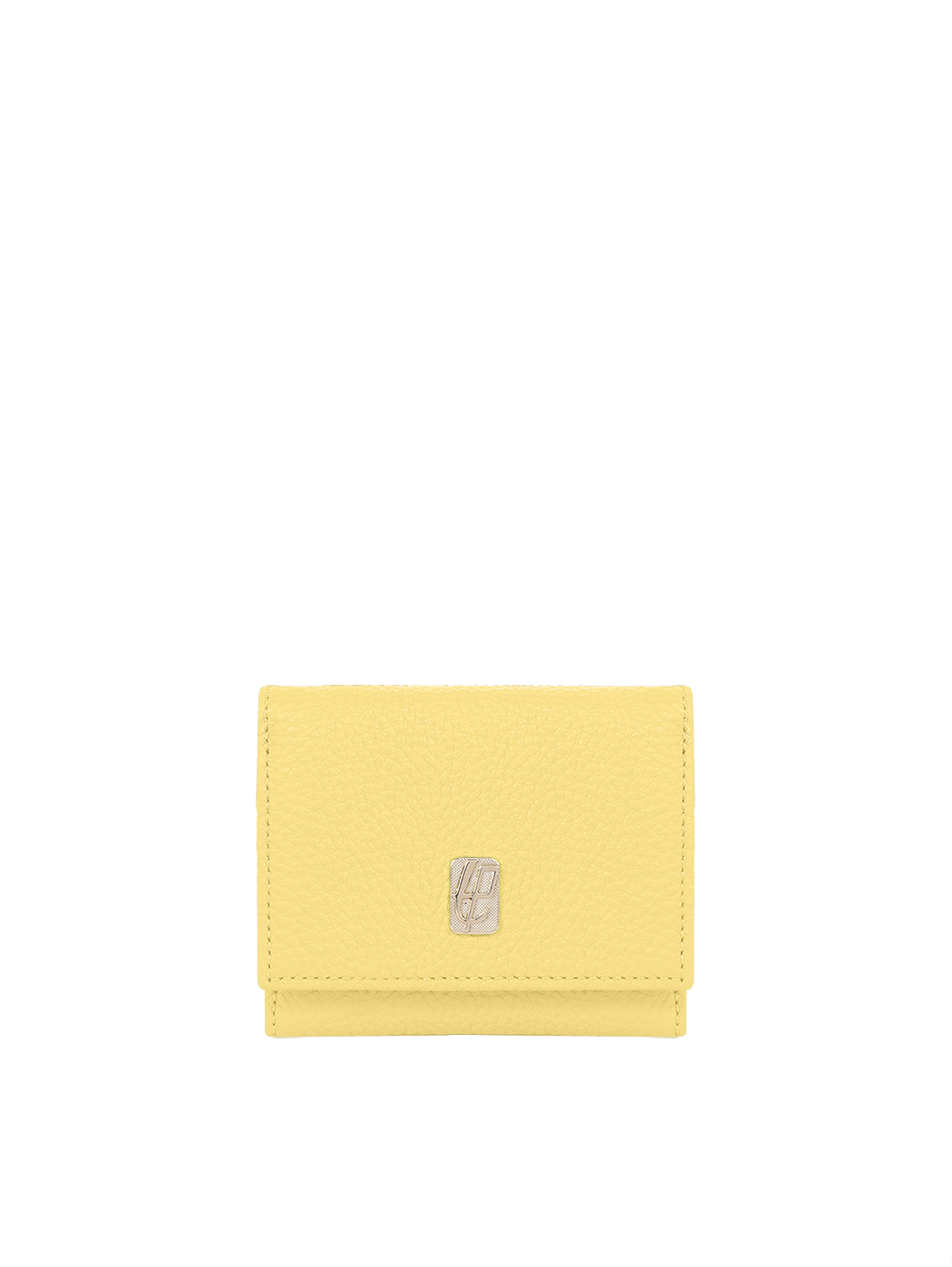 紧凑型卵石纹双折皮革钱包 黄色