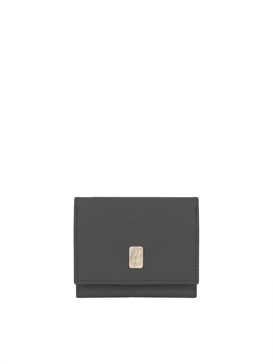 Compact Embossed Trifold Leather Wallet Black