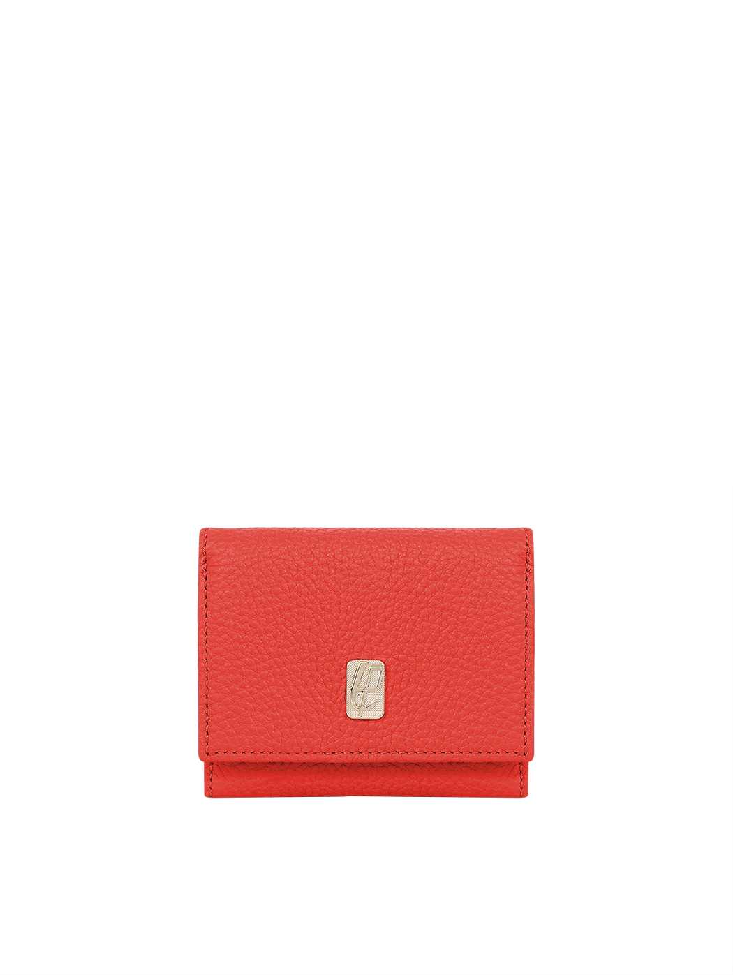 Compact Embossed Trifold Leather Wallet Red
