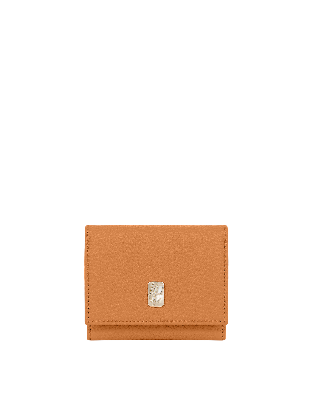 Compact Embossed Trifold Leather Wallet Tobacco Brown
