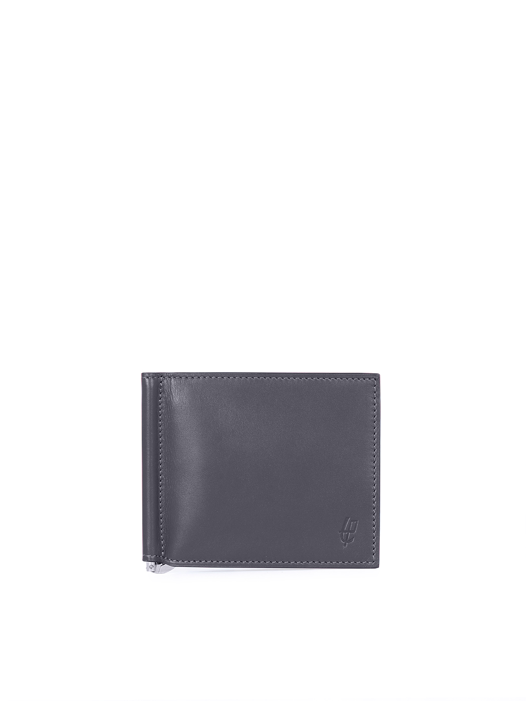 Slim Bifold Money Clip Wallet Baranil Leather Blue