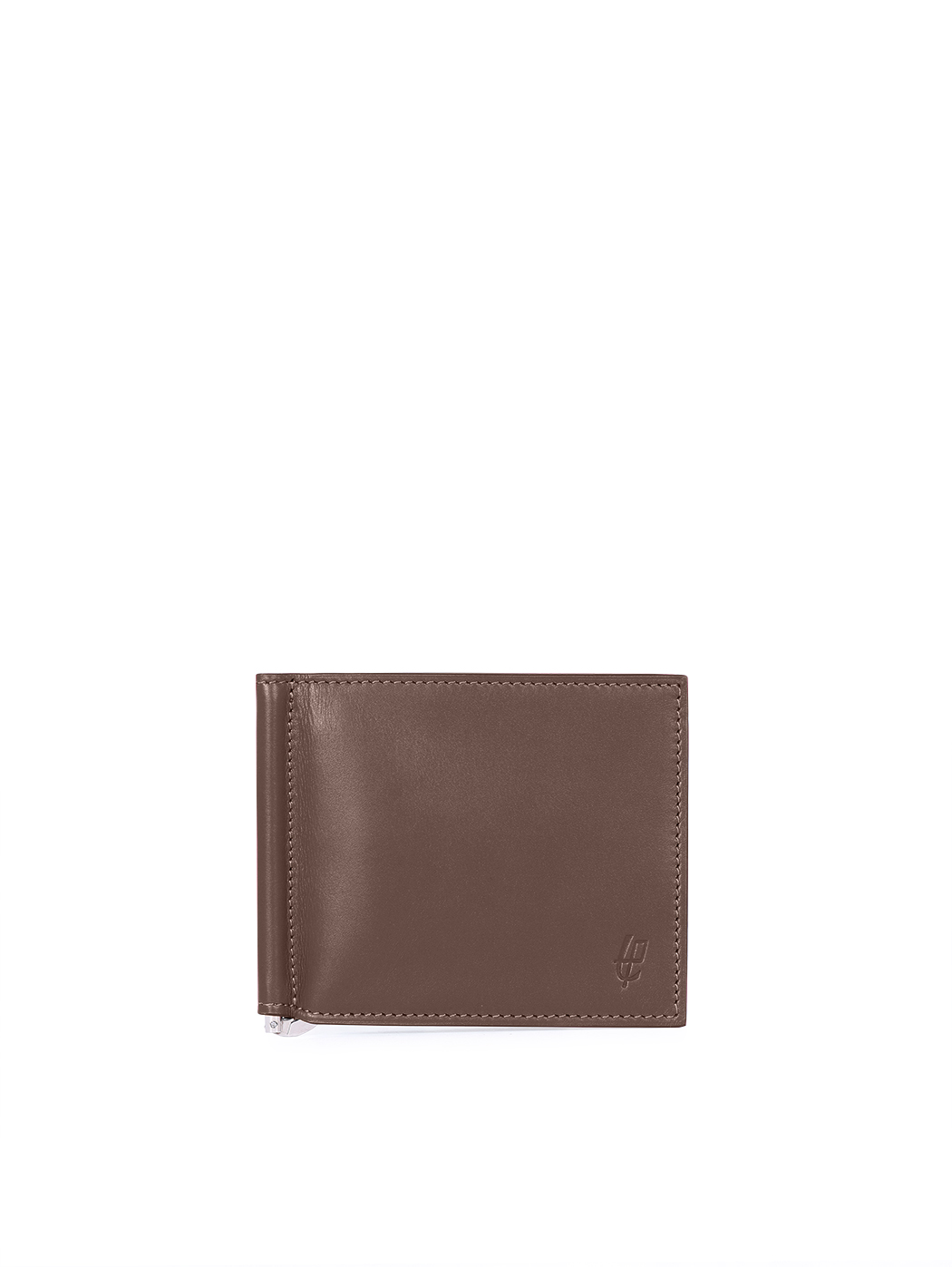 Slim Bifold Money Clip Wallet Baranil Leather Brown