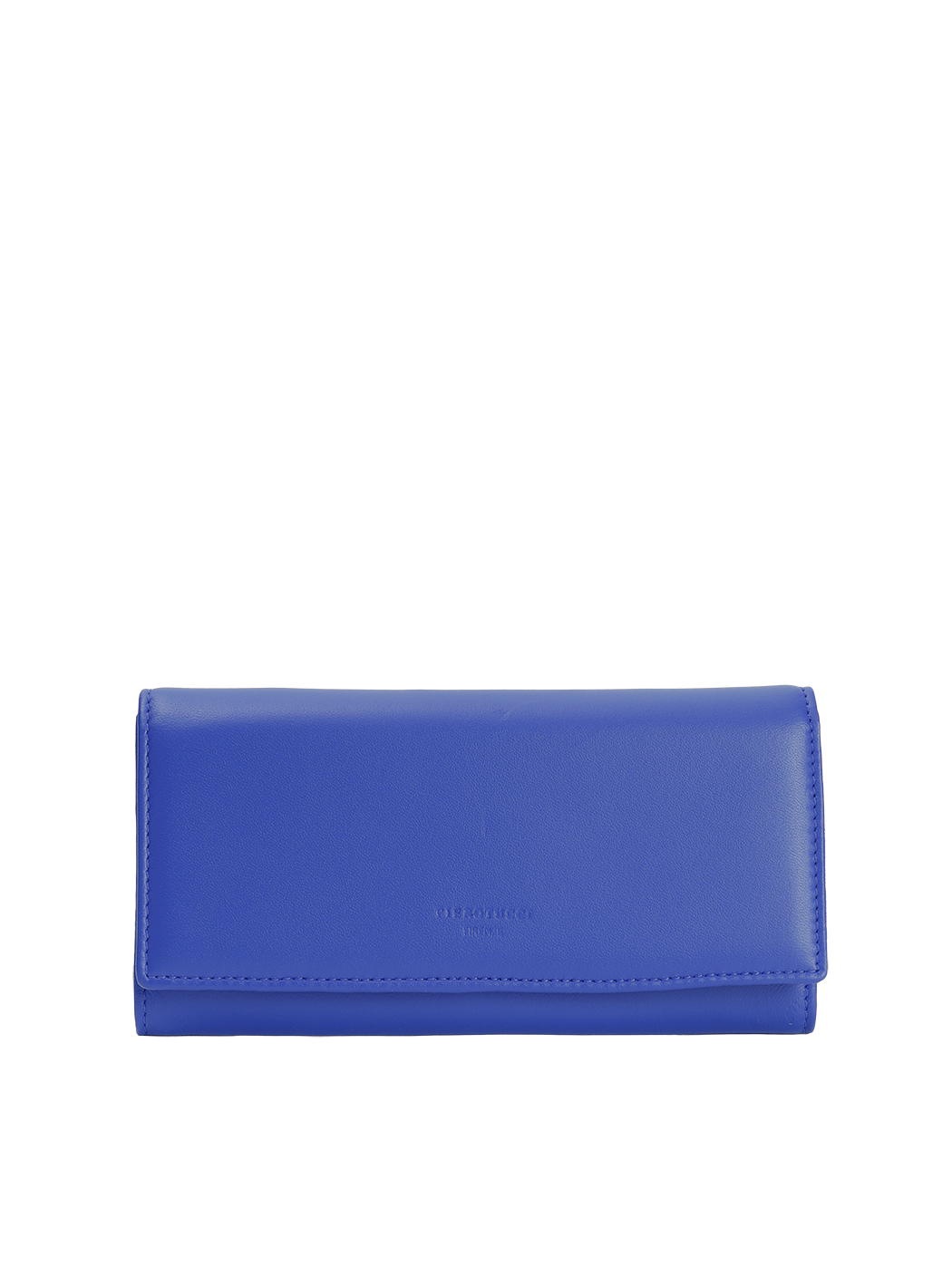 Long Leather Continental Wallet Blue