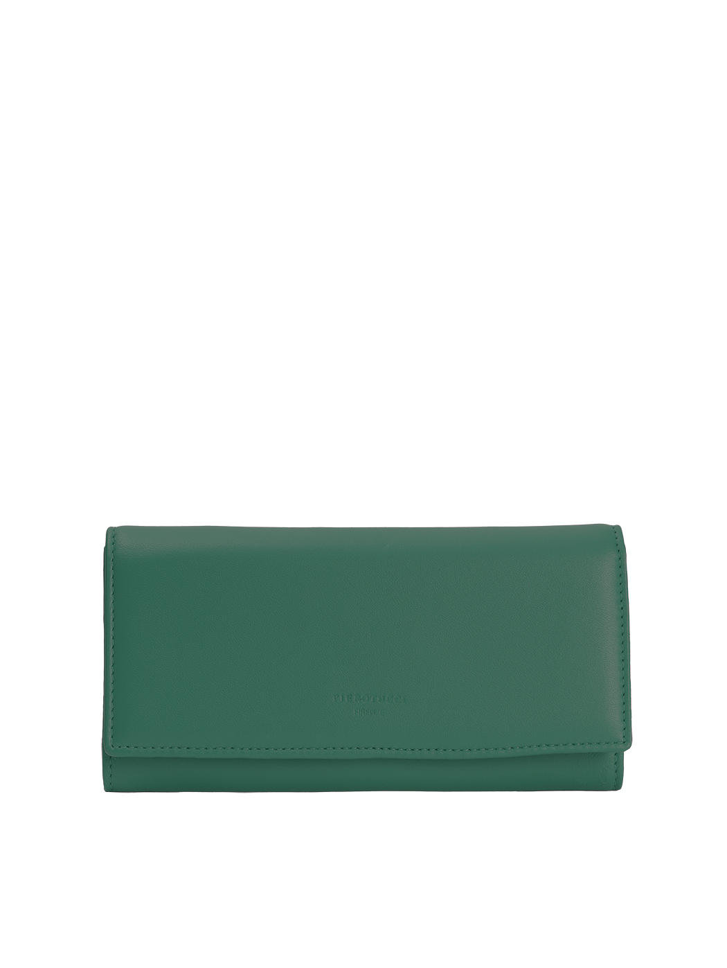 Long Leather Continental Wallet Bottle Green