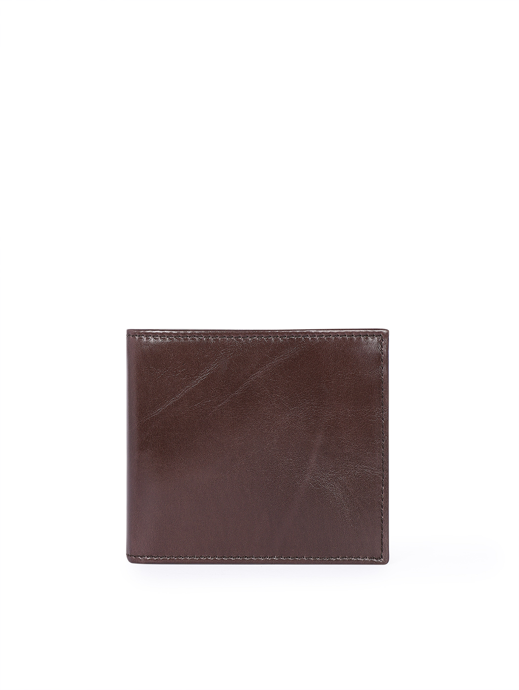Pebble Leather Billfold Coin Pocket Wallet Dark Brown