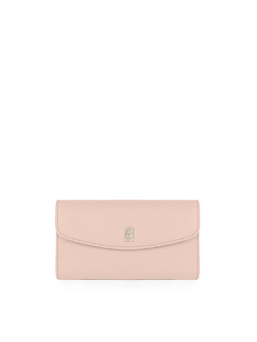 Continental Elongated Flapover Leather Wallet Blush Pink
