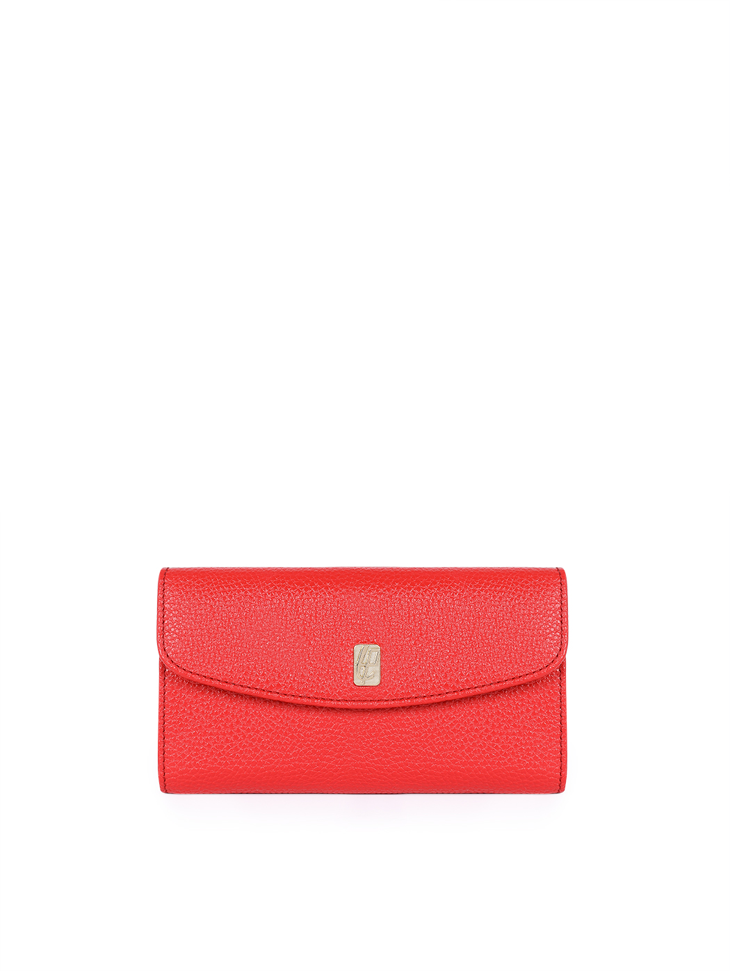 Continental Elongated Flapover Leather Wallet Rose Red