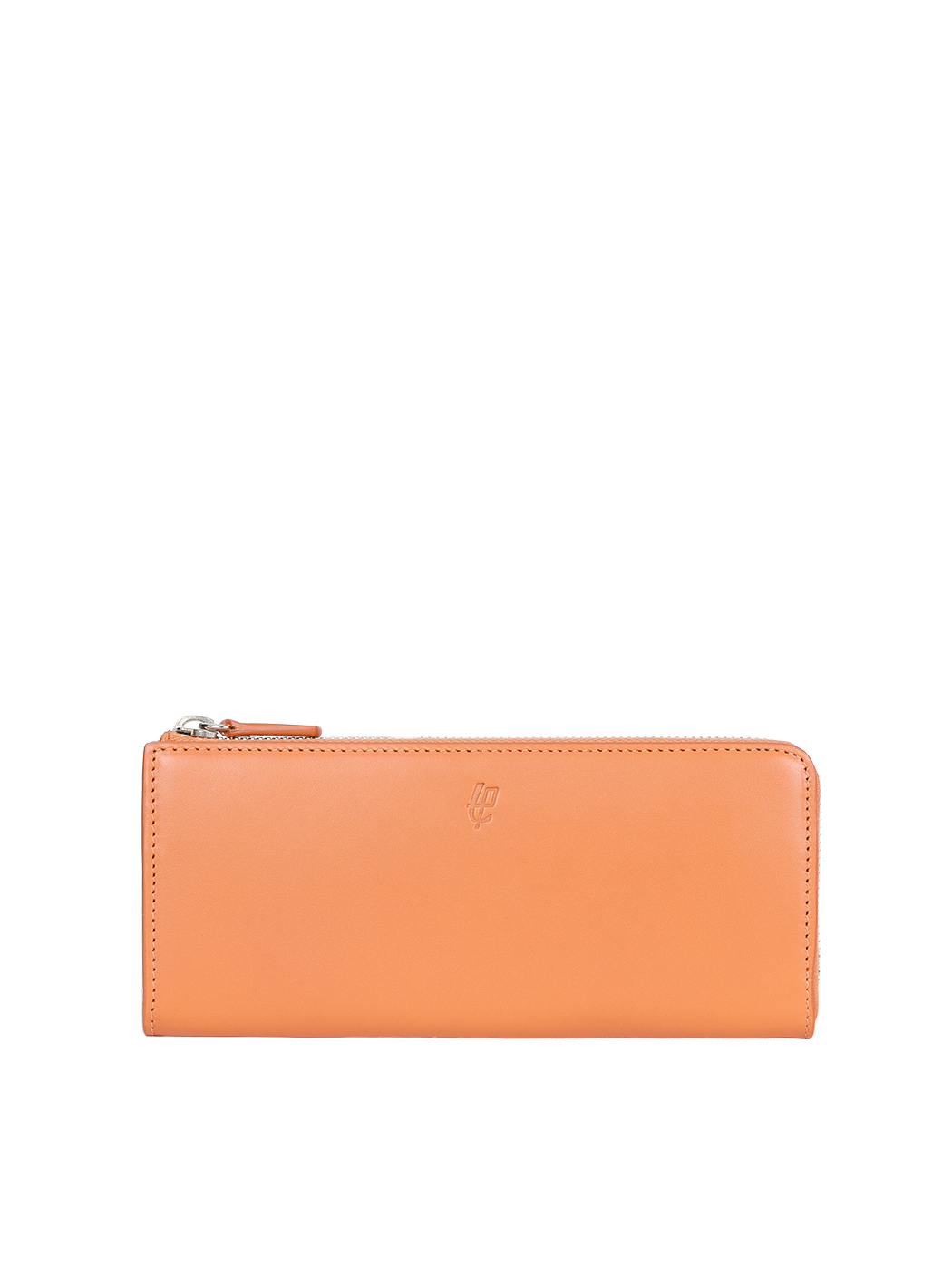 Accordion Zip Baranil Leather Wallet Orange