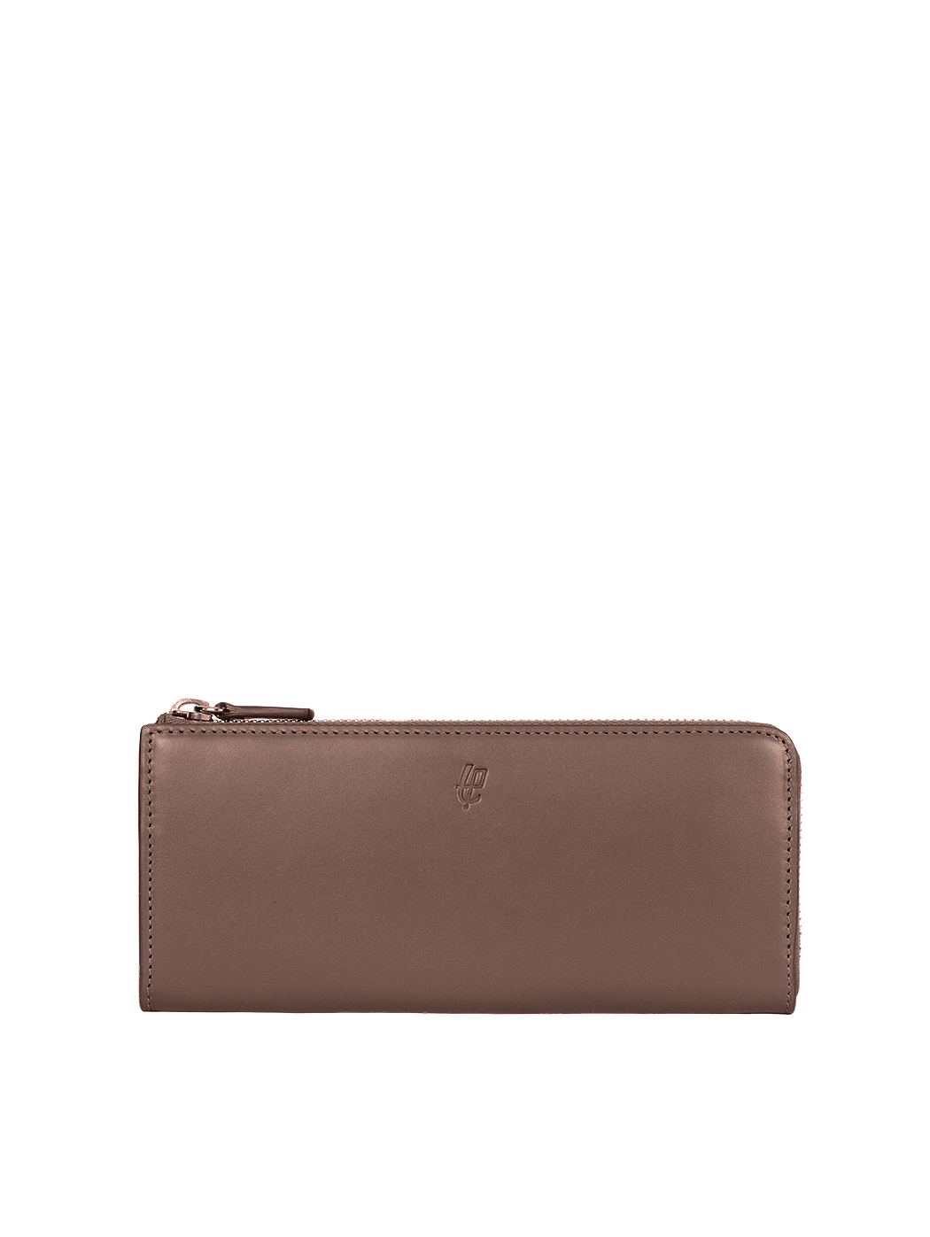 Accordion Zip Baranil Leather Wallet Brown