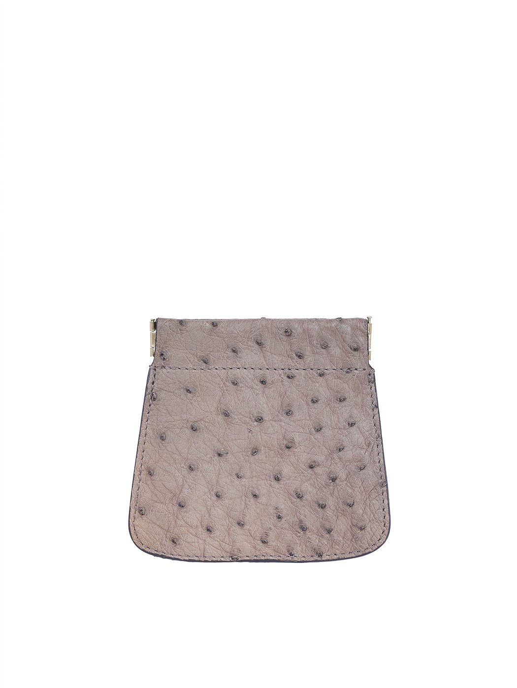 Ostrich Leather Squeeze Coin Purse Grey