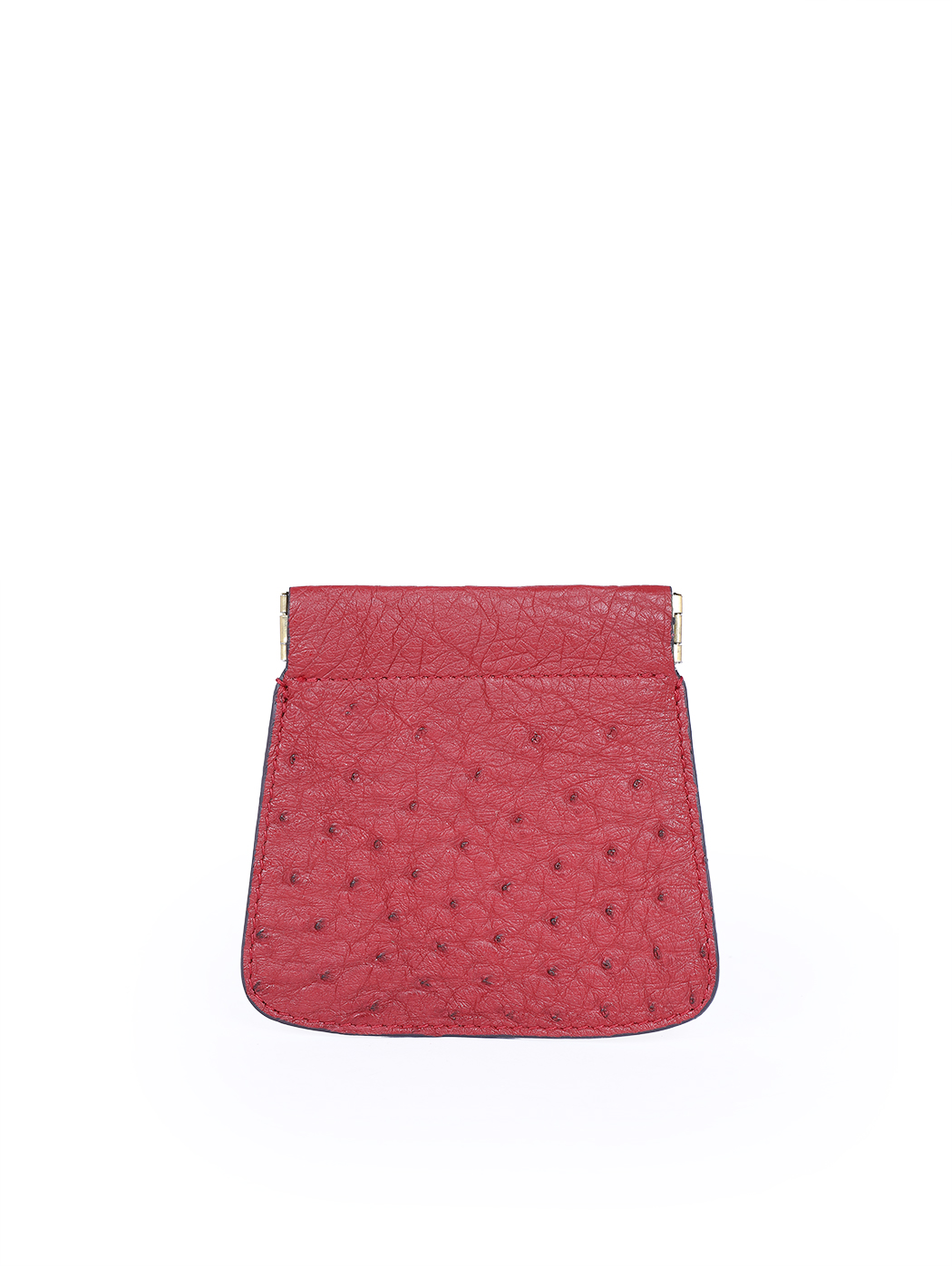 Ostrich Leather Squeeze Coin Purse Red