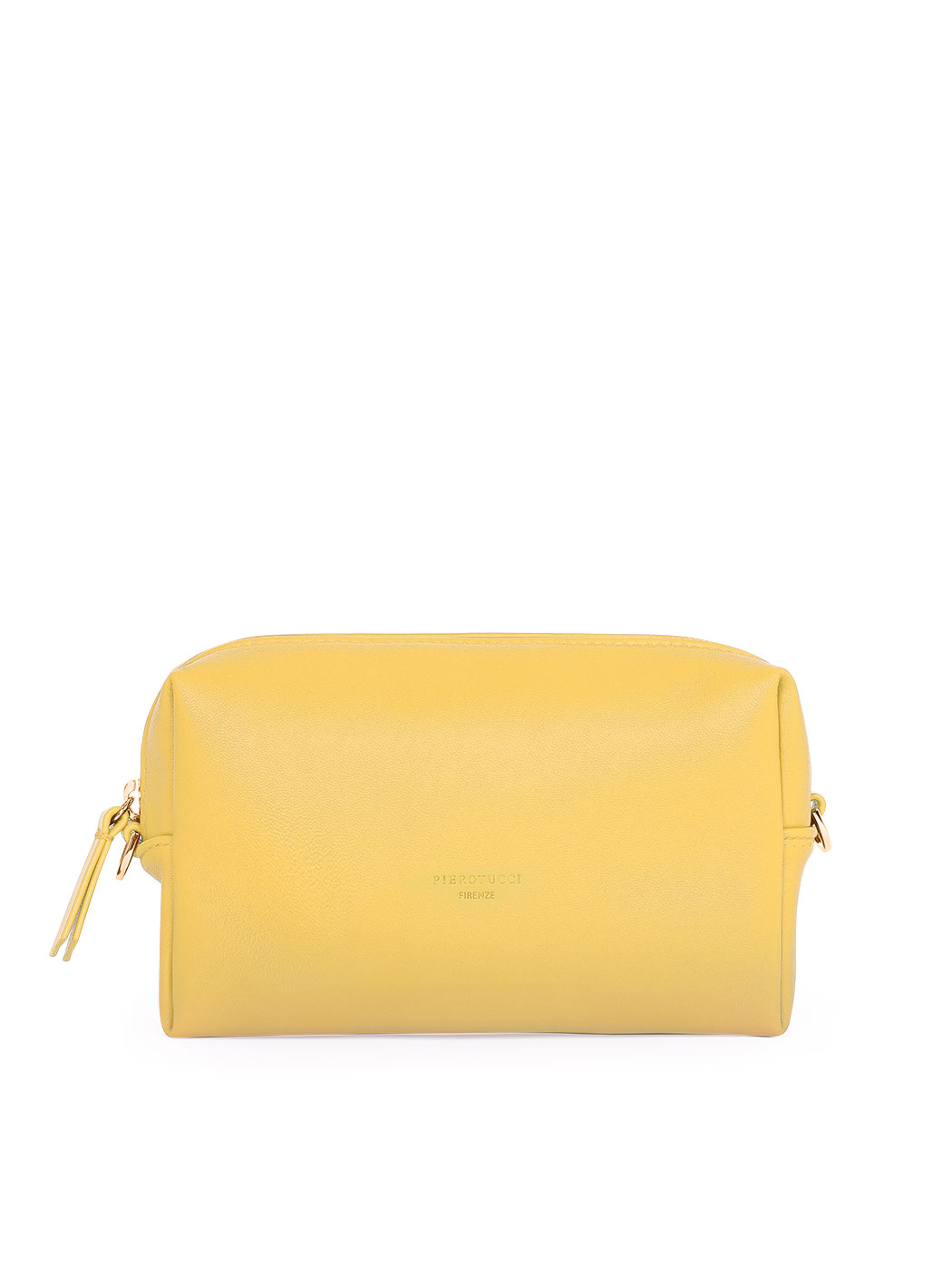 Pouch in pelle giallo con tracolla 