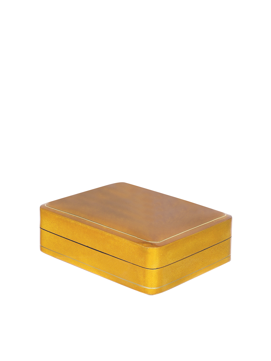 Large Decorative Box Wet Formed Leather Yellow